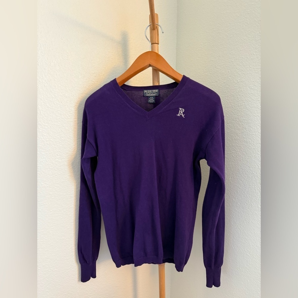 Ralph Lauren by Polo Jeans Company Vintage 90’s Purple V-Neck Sweater Size Small